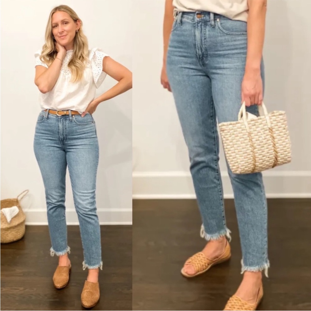 Madewell High-Rise Straight Jeans in Light Blue Denim